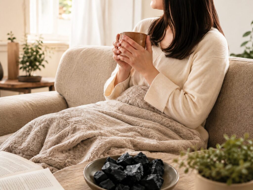 ブラックシリカマットをイメージした自宅でのリラックスタイム